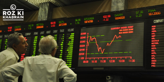 PSX decline, institutional profit-taking, market correction, rupee instability, central bank policy