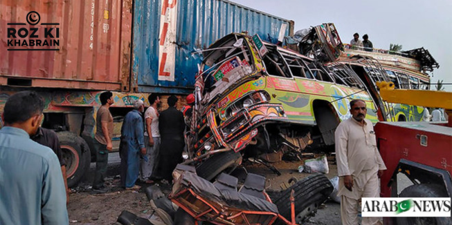 Trailer-van collision, Naushehro Feroze accident, wedding return tragedy, National Highway crash, injured victims.