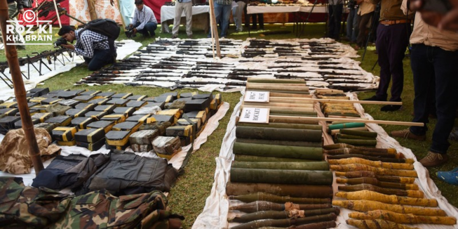 Large cache of arms and ammunition seized in Karachi raid.